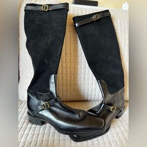 Black women’s riding Leather & Suede Knee Boots